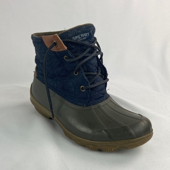 SPERRY duck shoes quilted denim waterproof rubber boot 5.5 - Picture 1 of 7